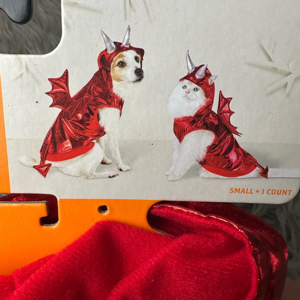 Shiny Red Devil Pet Costume with Wings -Small